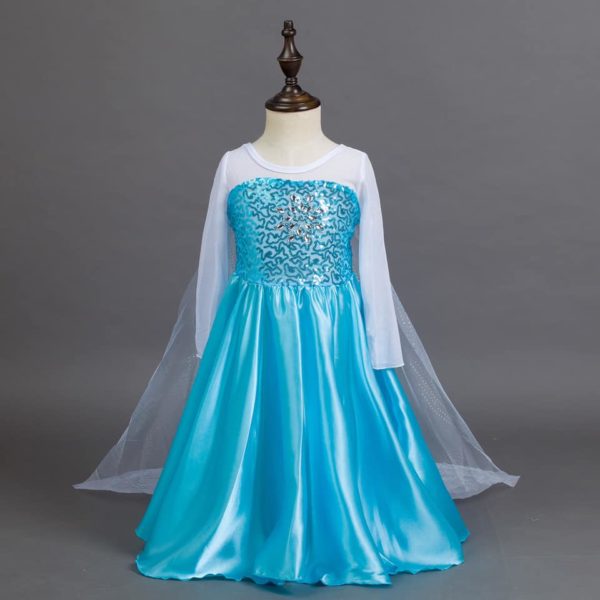 Prinsessen jurk blauw met sleep