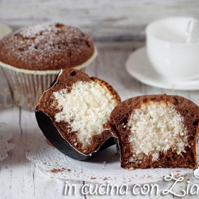muffins al cacao con cuore al cocco