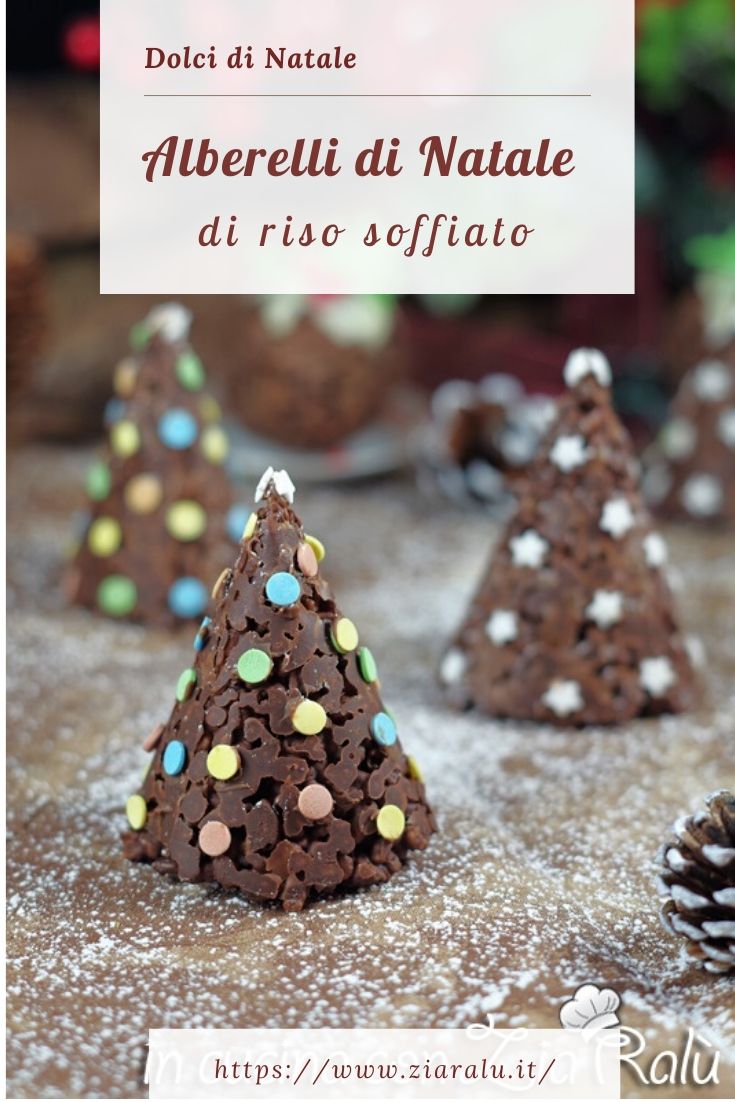 Gli alberelli di riso soffiato al cioccolato dolci di Natale 