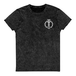 EMBROIDED GRUNGE DENIM T-SHIRT (Black)