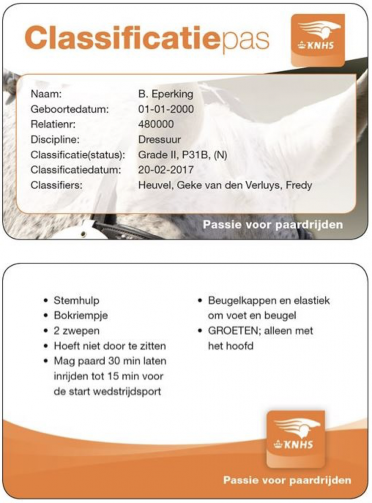 Classificatiepas ter ondersteuning van de tekst Op deze afbeelding is een classificatiepas te zien.
