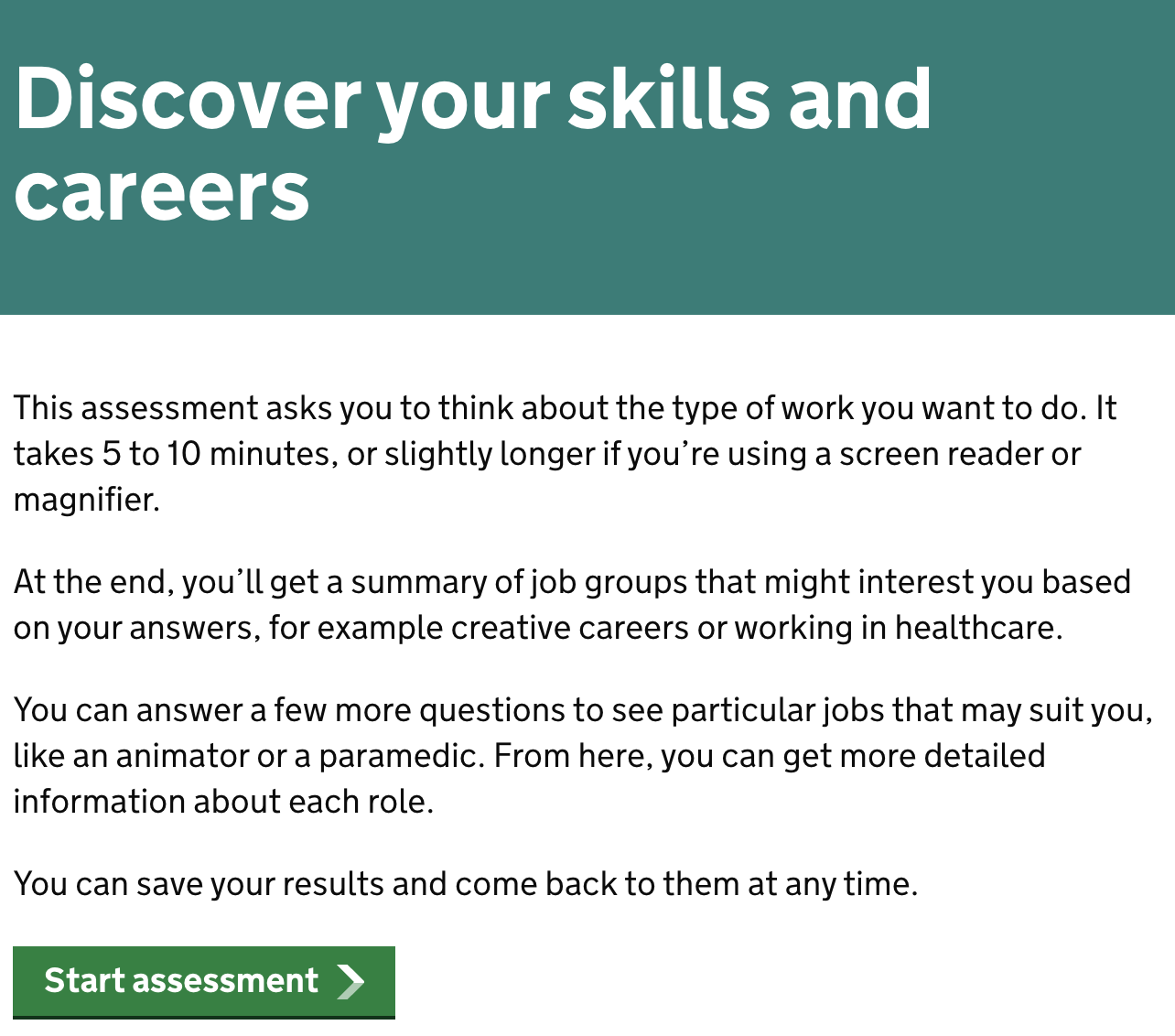 a screenshot of the national careers service website