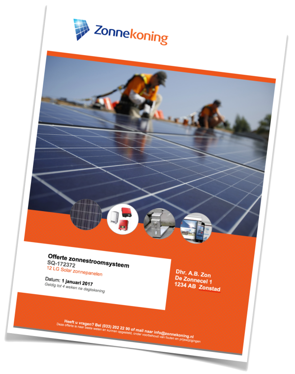 Prijs zonnepanelen systeem met 10 zonnepanelen Zonnekoning BV