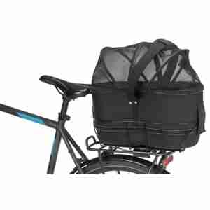 Cykelkorg för pakethållare, m nät, 29x42x48cm fäste 8,5-12cm, svart