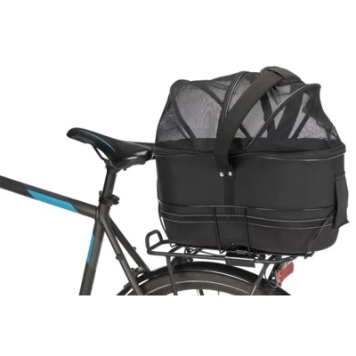 Cykelkorg för pakethållare, m nät, 29x42x48cm fäste 8,5-12cm, svart