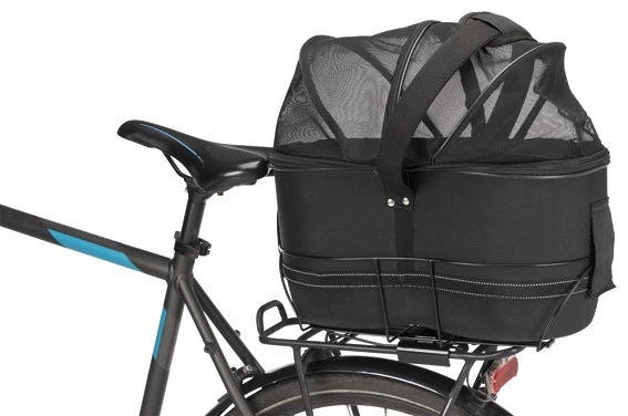 Cykelkorg för pakethållare, m nät, 29x42x48cm fäste 8,5-12cm, svart