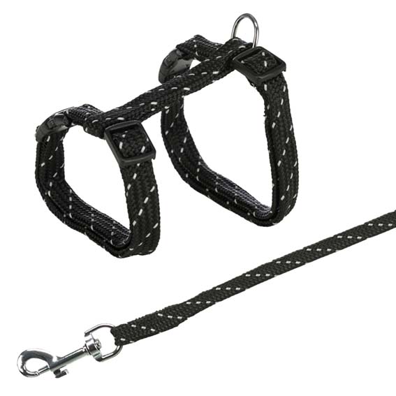 Kattsele+koppel ställbar Reflex 27-45 cm, bl färger
