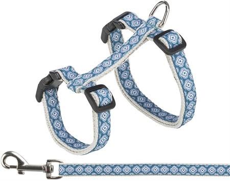 Kattsele + koppel, 27-45 cm/13 mm, 1.20 m, grå/blau