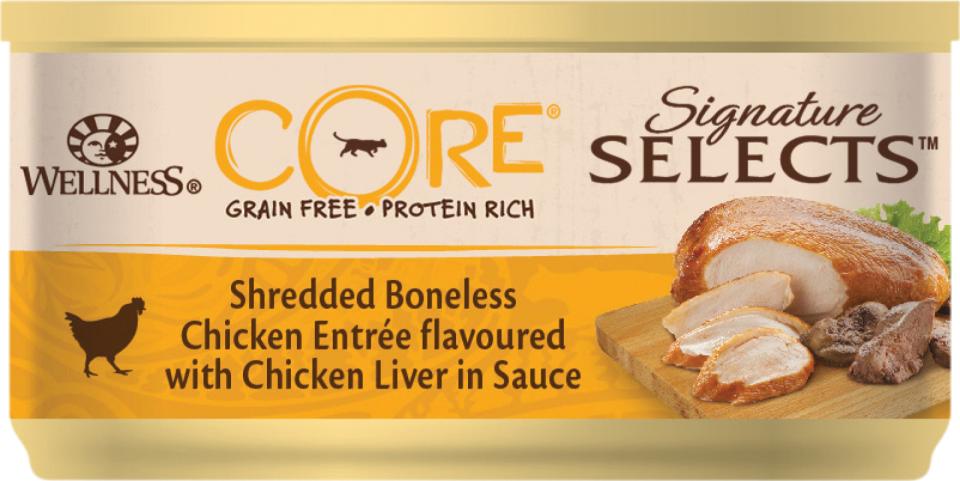 CORE Sig.Selects strimlet bonelessChicken w/ChickenLiver 79g