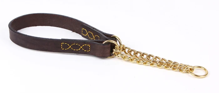 Limex läderhalsband, newton brun/mässing