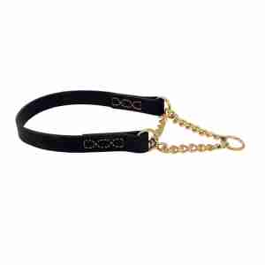 Limex läderhalsband, newton svart/mässing