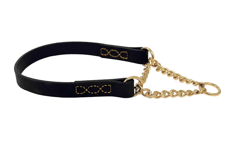 Limex läderhalsband, newton svart/mässing