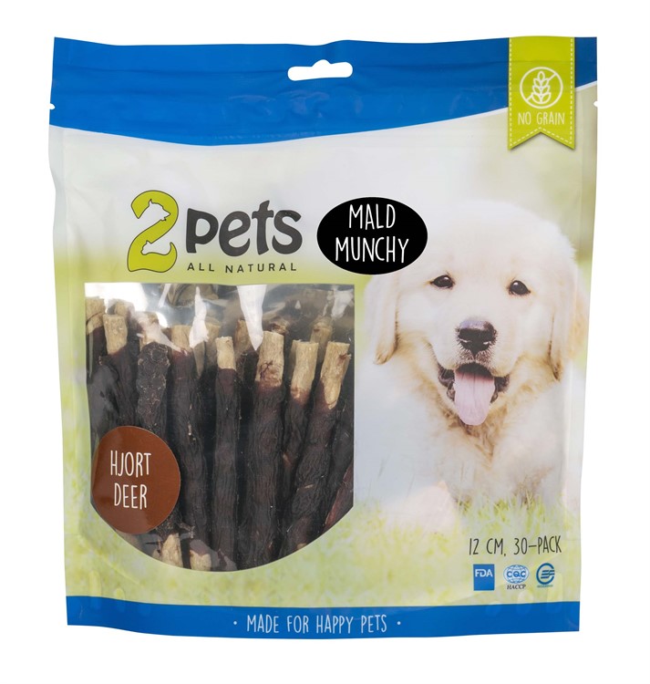 2pets Tuggpinne mald, hjort, 12cm, 30-pack, 400g