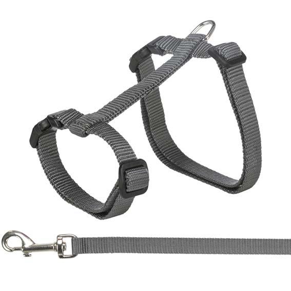 Kattsele+koppel XXL, 34-57 cm/13 mm. 120 cm, nylon