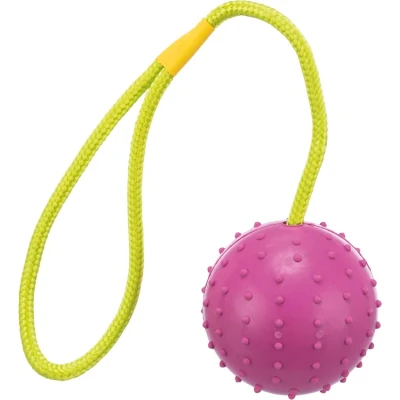 Gummiboll 7 cm med rep 30 cm