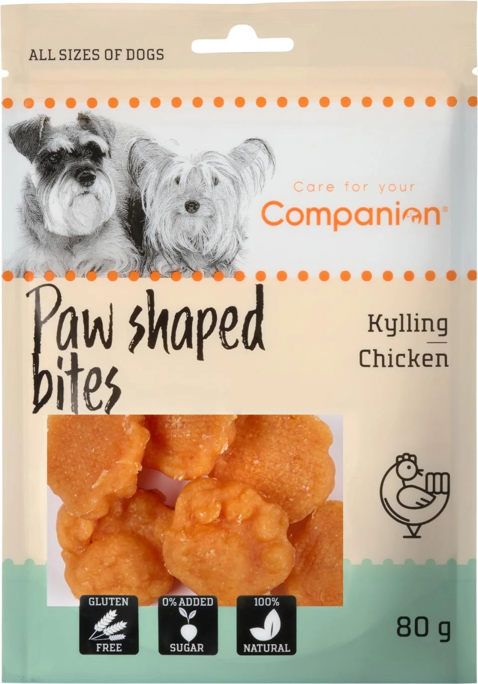 Companion Paw Shape Bites Kyckling 80G