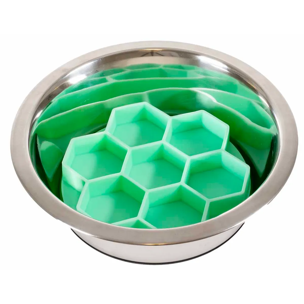 Ozami Slow Feeder Bowl Insert Green Hexagon 15,7x15cm - Bild 2