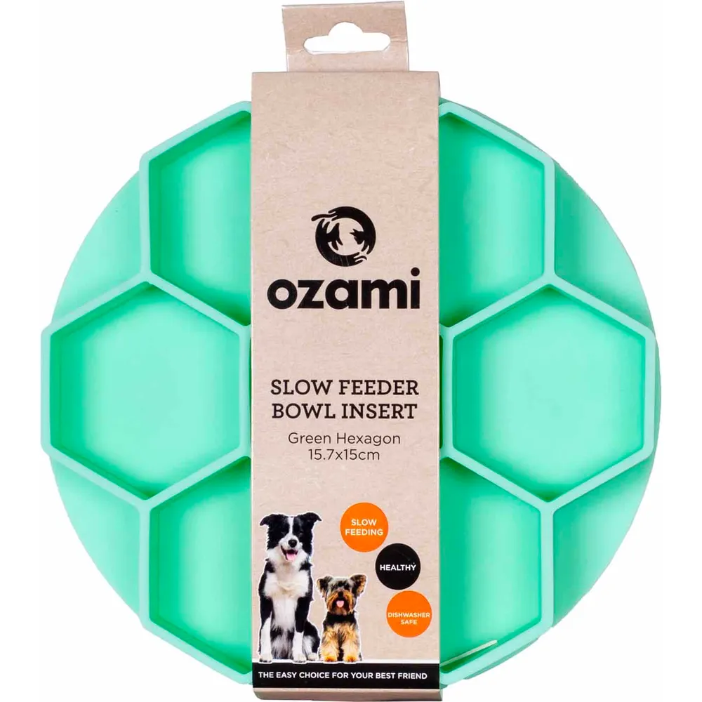 Ozami Slow Feeder Bowl Insert Green Hexagon 15,7x15cm