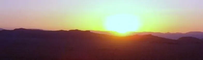 Sunset in Wadi Rum desert in South-Jordan