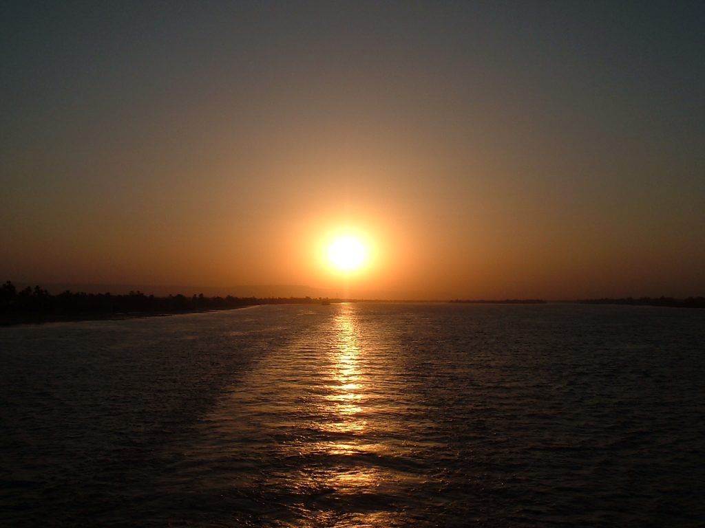 Sunset over the Nile near Aswan, Egypt