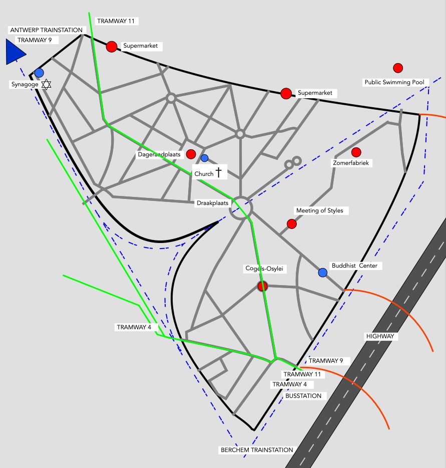 a map of Zurenborg, an Antwerp Quarter (Belgium)