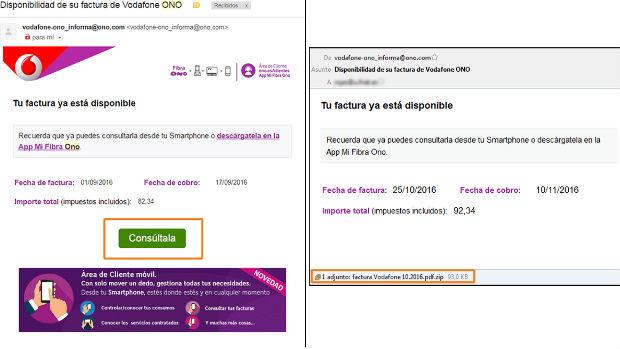 La falsa factura de Vodafone ONO para infectar tu dispositivo