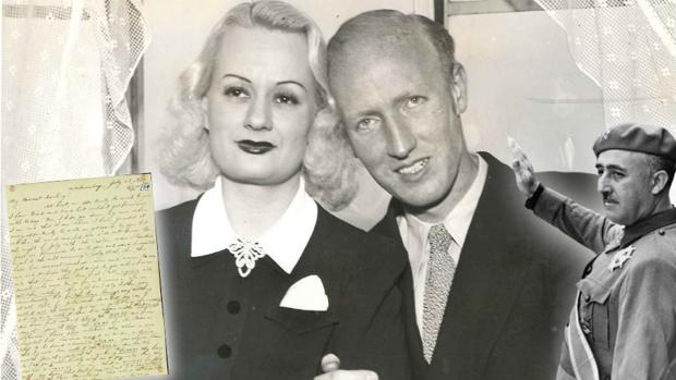Imagen de Harold Dahl y Edith Rodgers, junto a una imagen de Franco (izquierda) y una de las cartas que el novio le envió a su pareja durante su cautiverio - ABC