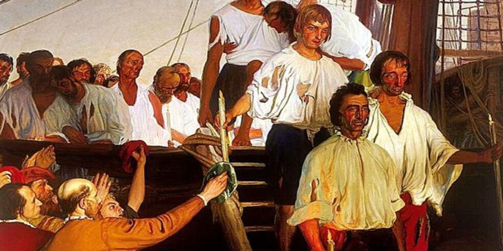 El regreso a Sevilla de Juan Sebastián Elcano', del pintor Elías Salaverría/ VÍDEO: La vuelta al mundo que cambiaría la historia - ATLAS
