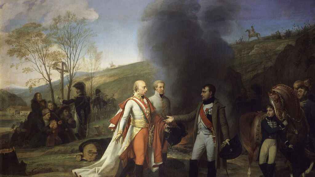 Encuentro entre Napoleón I y Francisco II después de la batalla de Austerlitz. Un lienzo de Antoine Jean-Gros.