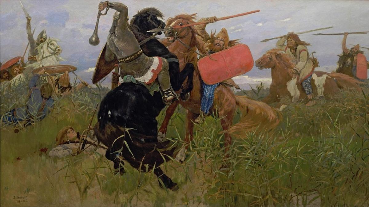 Batalla entre los escitas y los eslavos (Viktor Vasnetsov, 1881). Dominio público
