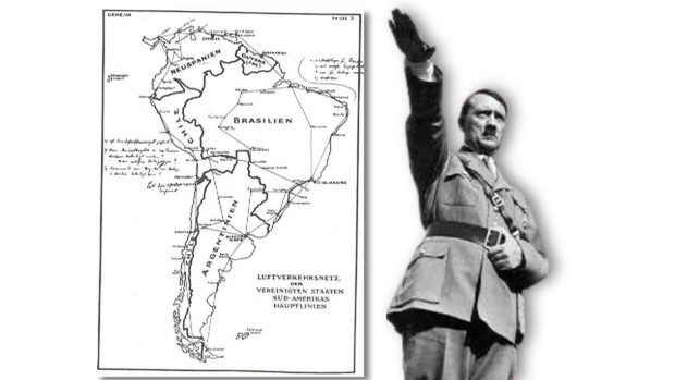 Montaje de Hitler, junto al mapa en posesión del presidente Roosevelt en 1941 - ABC