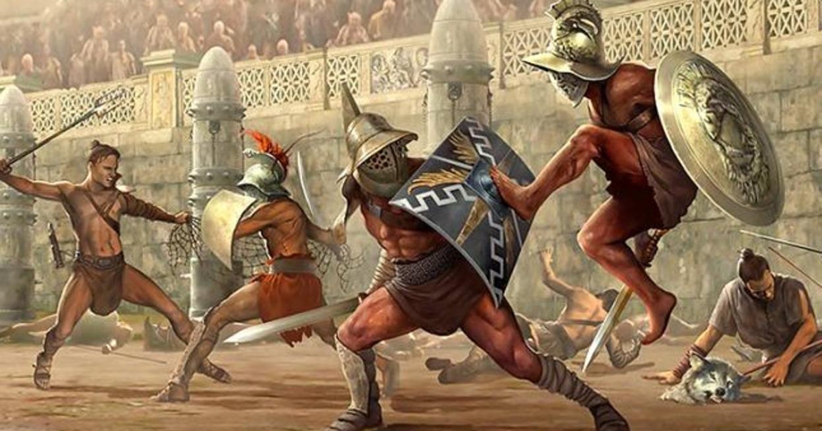 Pintura que recrea las luchas de gladiadores ABC