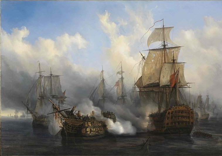 El 'Bucentaure', buque insignia galo, en la batalla de Trafalgar, por Auguste Mayer ABC