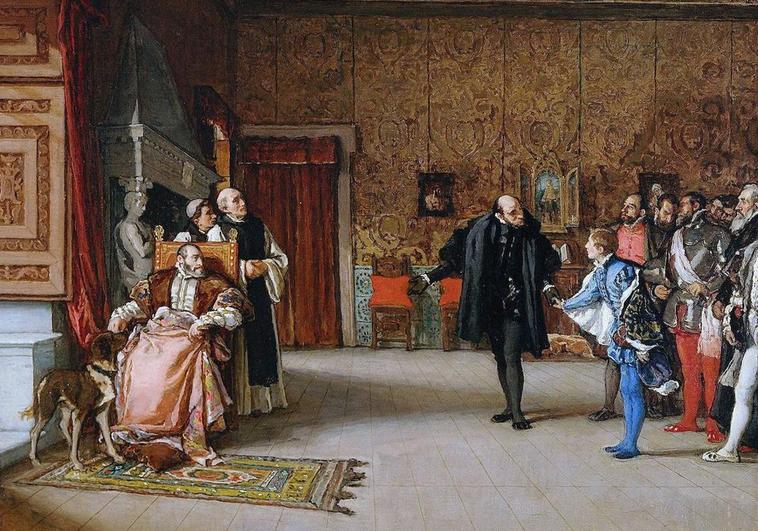 Presentación de don Juan de Austria al emperador Carlos V, en Yuste, por Eduardo Rosales, 1869. ABC
