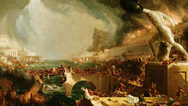 El pintor Thomas Cole representó así la caída de Roma en 1836