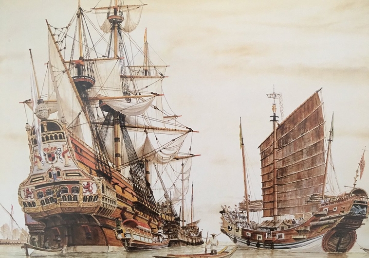 El galeón Manila, en un cuadro de Roger D. Morris