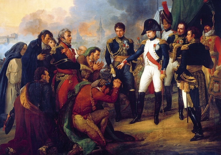 Cuadro de Carle Vernet que muestra a Napoleón en Chamartín, recibiendo con desdén a los delegados de la Junta de Defensa de Madrid que rinden la ciudad a sus tropas ABC