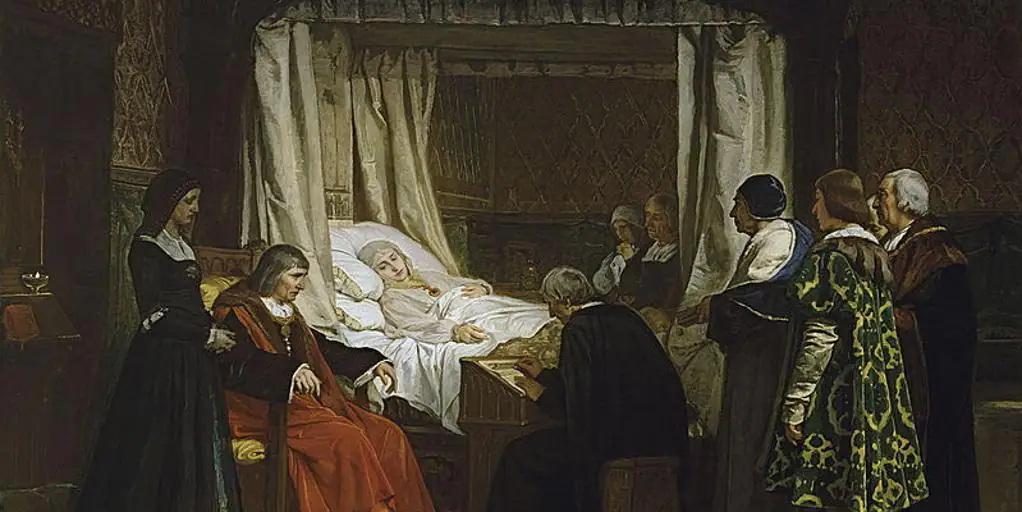 Doña Isabel la Católica dictando su testamento, por Eduardo Rosales. ABC