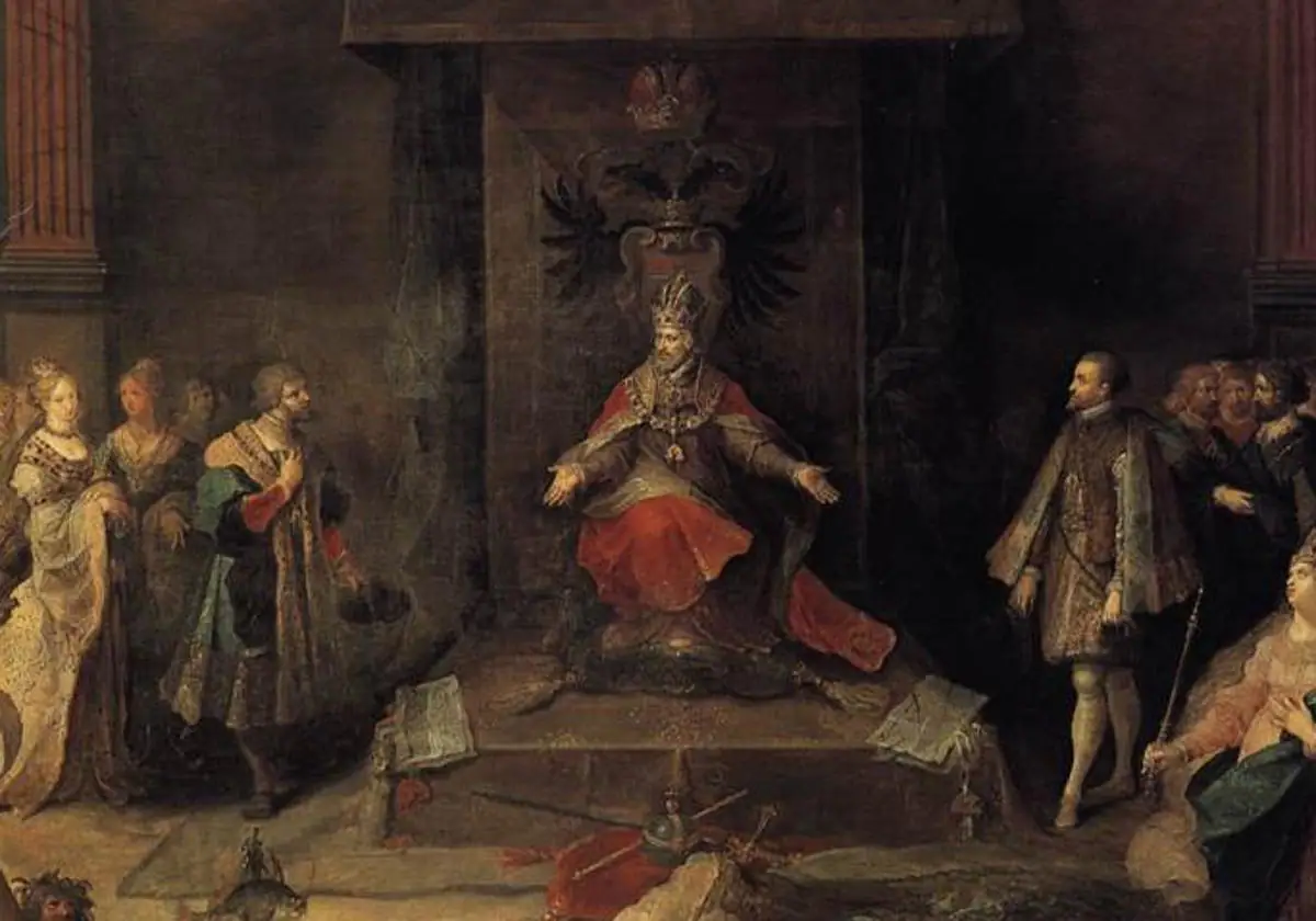 Alegoría de la abdicación del Emperador Carlos V en Bruselas. ABC