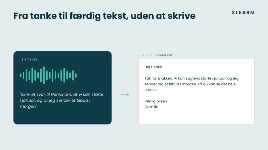 Fra talebesked til færdigt mailudkast