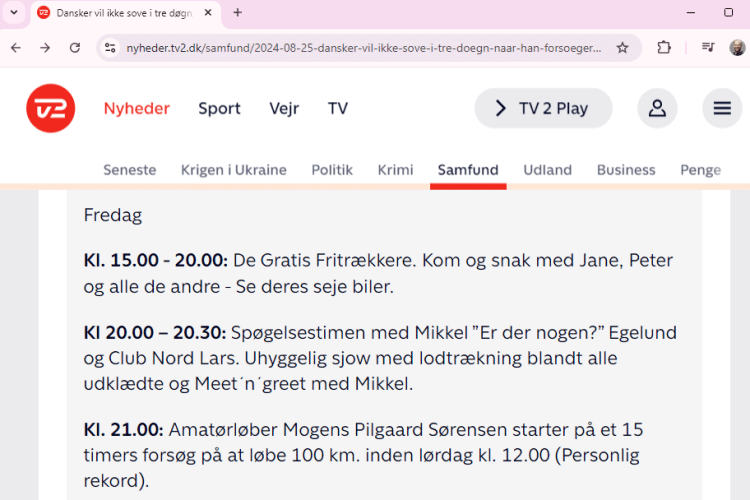 Program 6 dagsløb fredag