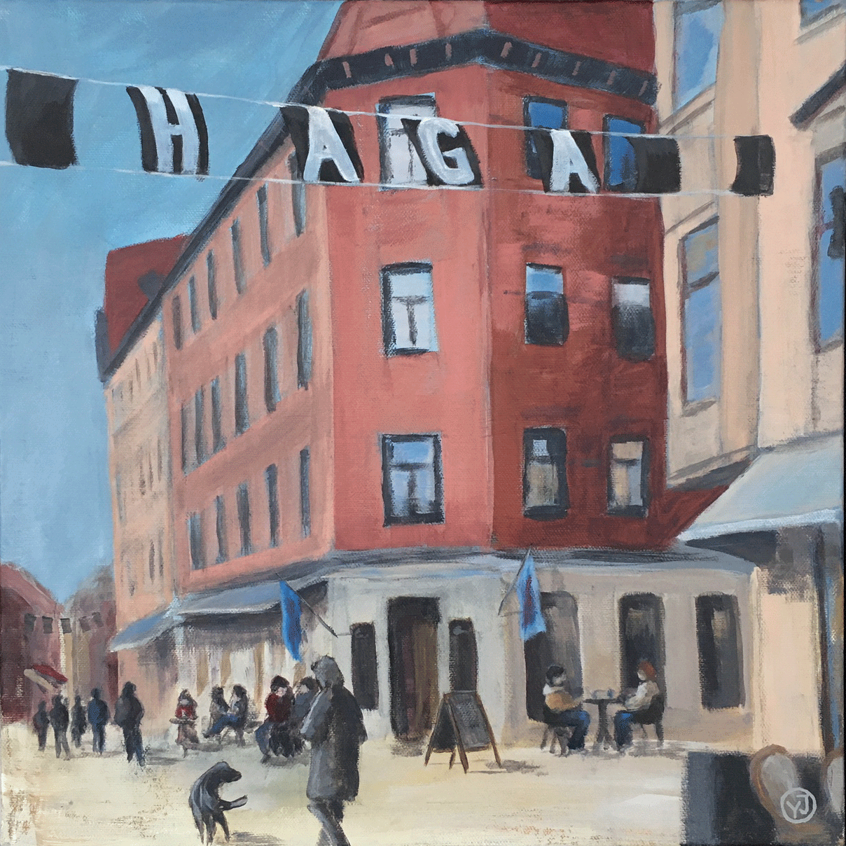 "Vår i Haga" akryl 40 x 40 cm.  SÅLD
