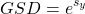 \begin{equation*}GSD =e^{s_y}\end{equation*}