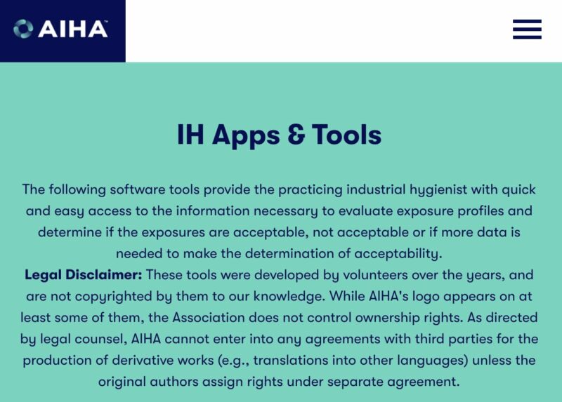 AIHA exposure assessment tools