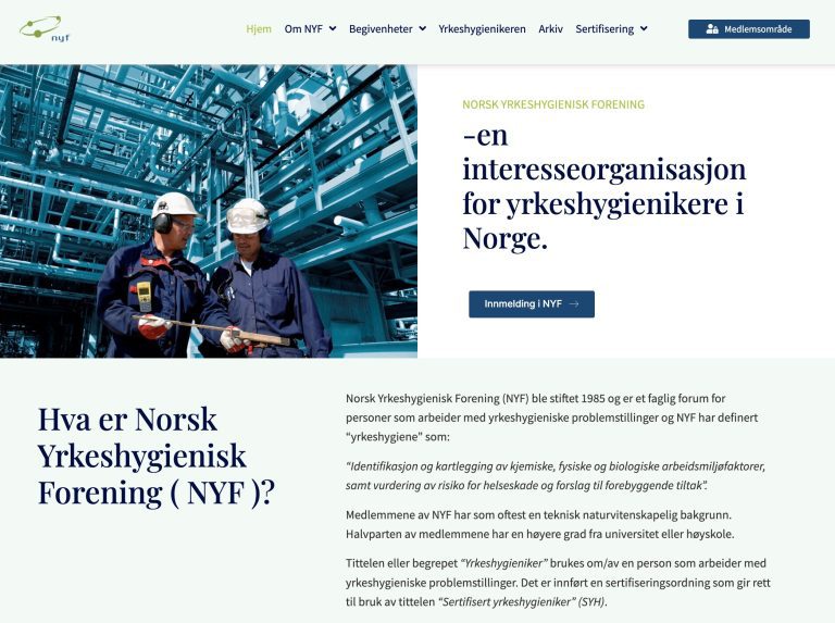 Norsk Yrkeshygienisk Forening har oppgradert sin hjemmeside