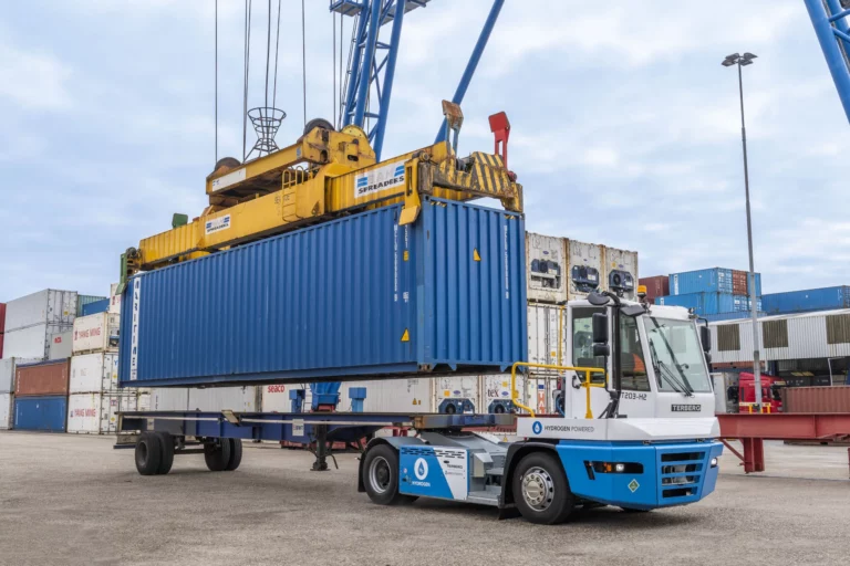 Testing of Terberg Hydrogen Tractor YT203-H2 at United Waalhaven Terminal in Port of Rotterdam.