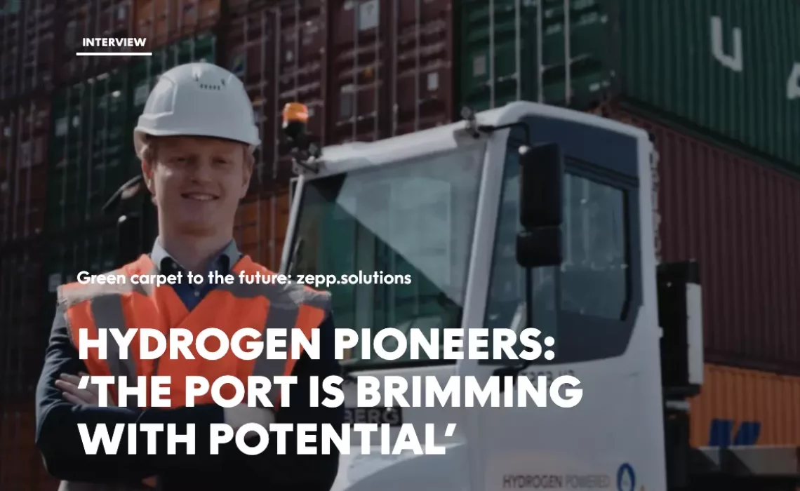 Screenshot of Port of Rotterdam article about zepp.solutions. Article focusses on fuel cell system solutions