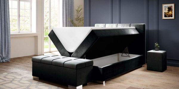 Boxspring Bonita Zwart Pu met Opbergruimte Boxspring Bonita Zwart Pu met Opbergruimte