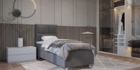 Boxspring Alba 90x200 cm Met Opbergruimte Velvet Grijs