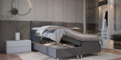 Boxspring Alba Met Opbergruimte Velvet Grijs